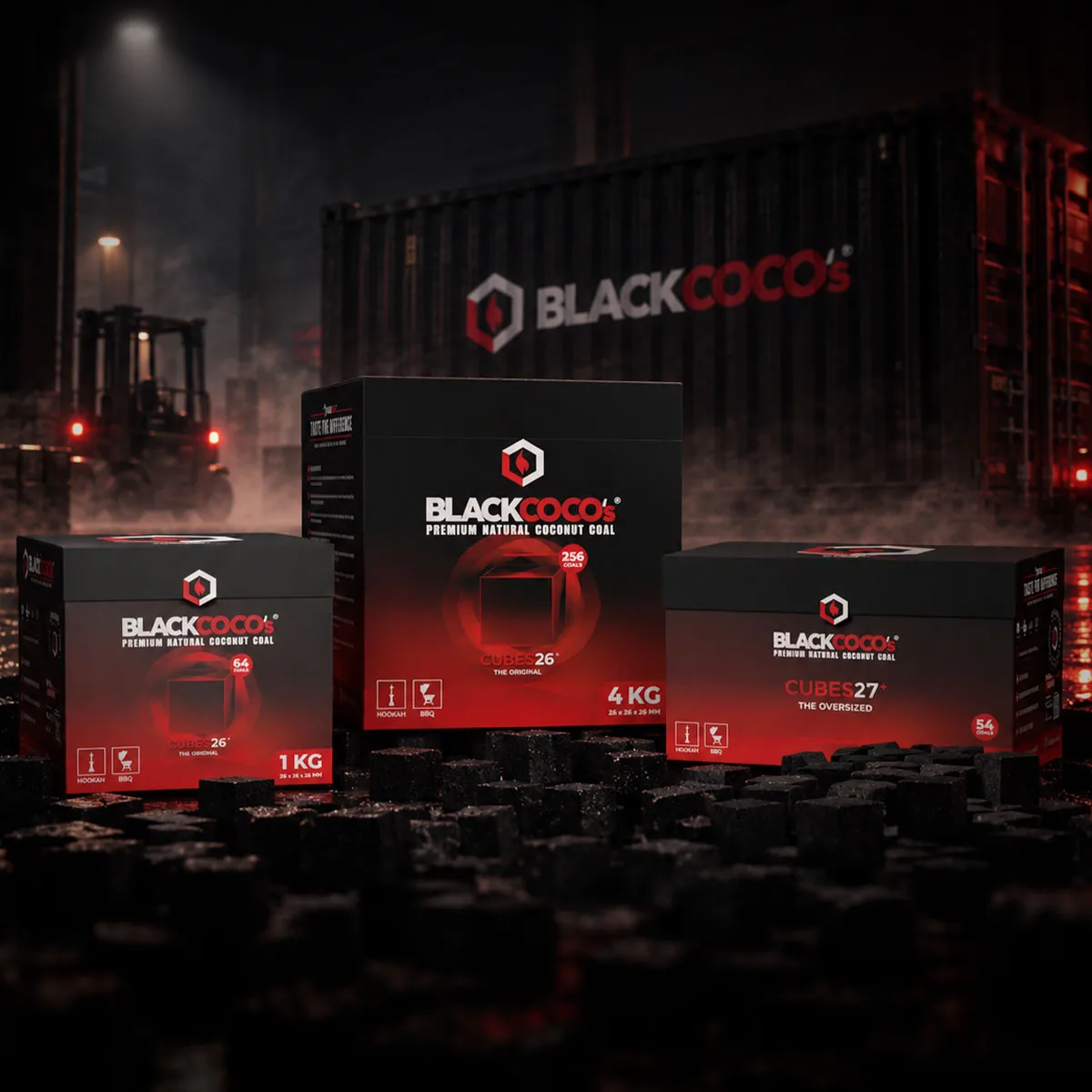 BLACKCOCO'S premium coconut charcoal — export container